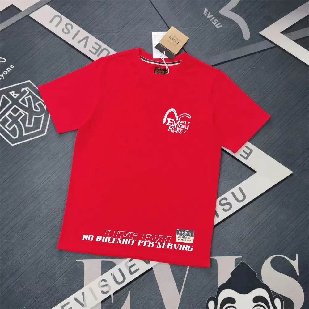 Evisu 2025New Arrival T ⚠ Quality⚠ Same Style T 。 ，Black S-XXL，White S-XXL，Gray M-XXL，Red M-XXL， Red M-XXL Blue M-XXL